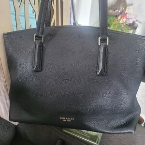 Kate Spade Black Soft Pebbled Leather Handbag Made In Spain